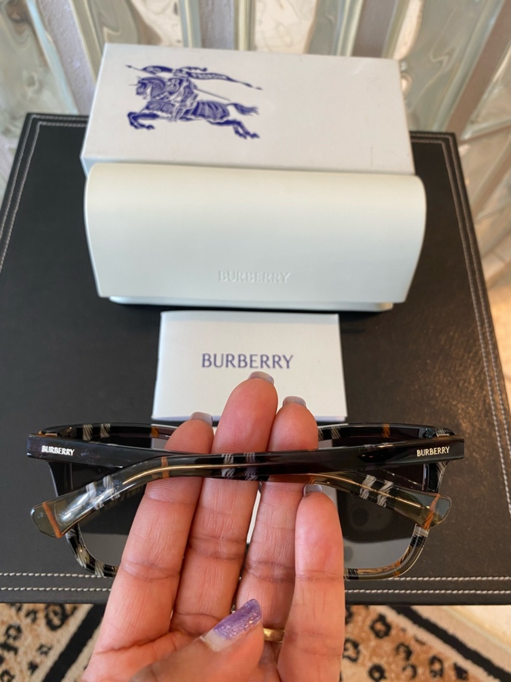 BNWT Burberry Nova Check Tortoiseshell Cat-Eye Sunglasses with Brown Lenses - Picture 6 of 10